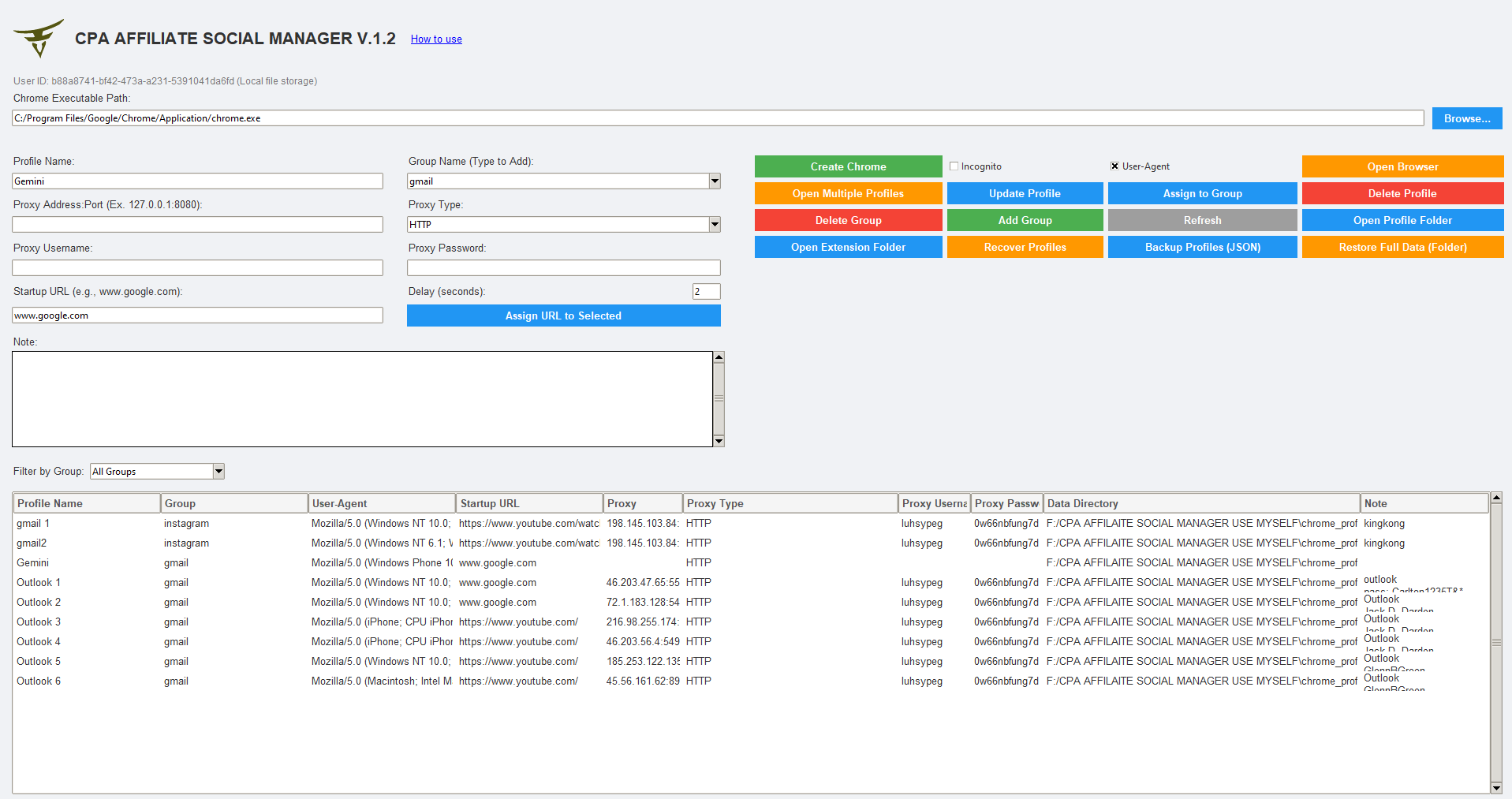 CPA Profile Pro Application Screenshot